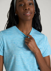Short Sleeve Crewneck Tee for Tall Women in Spring Blue Mix
