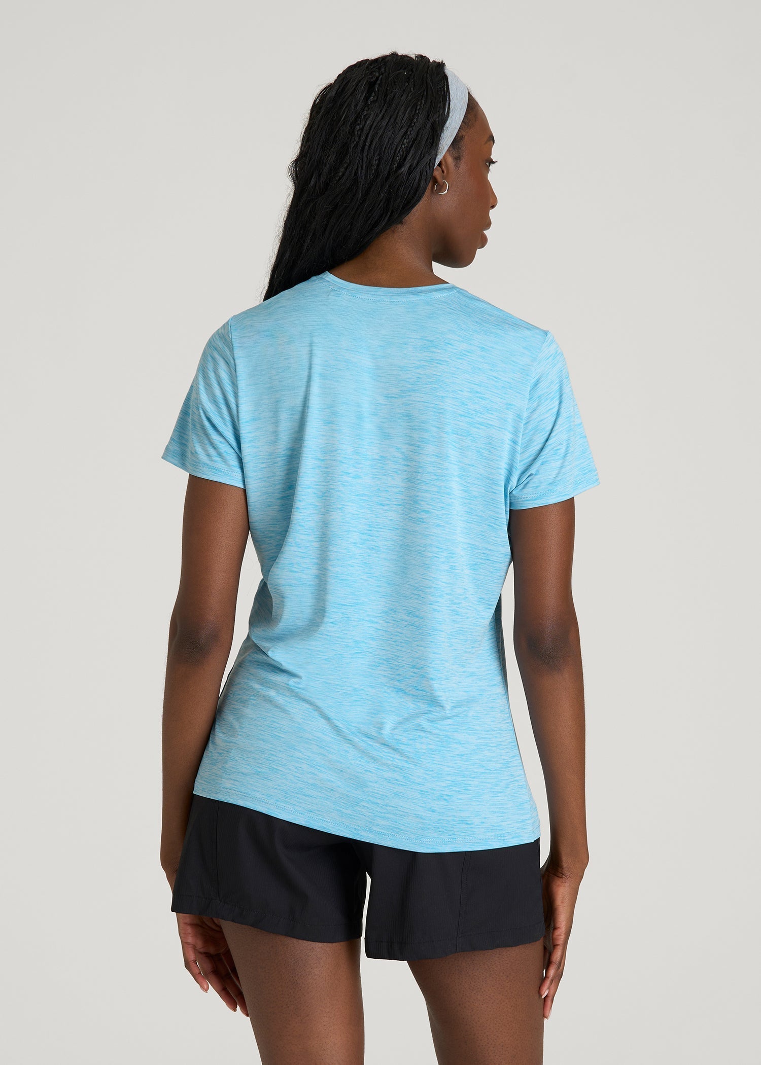 Short Sleeve Crewneck Tee for Tall Women in Spring Blue Mix