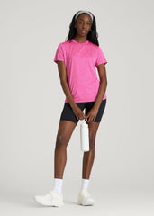 Short Sleeve Crewneck Tee for Tall Women in Magenta Mix