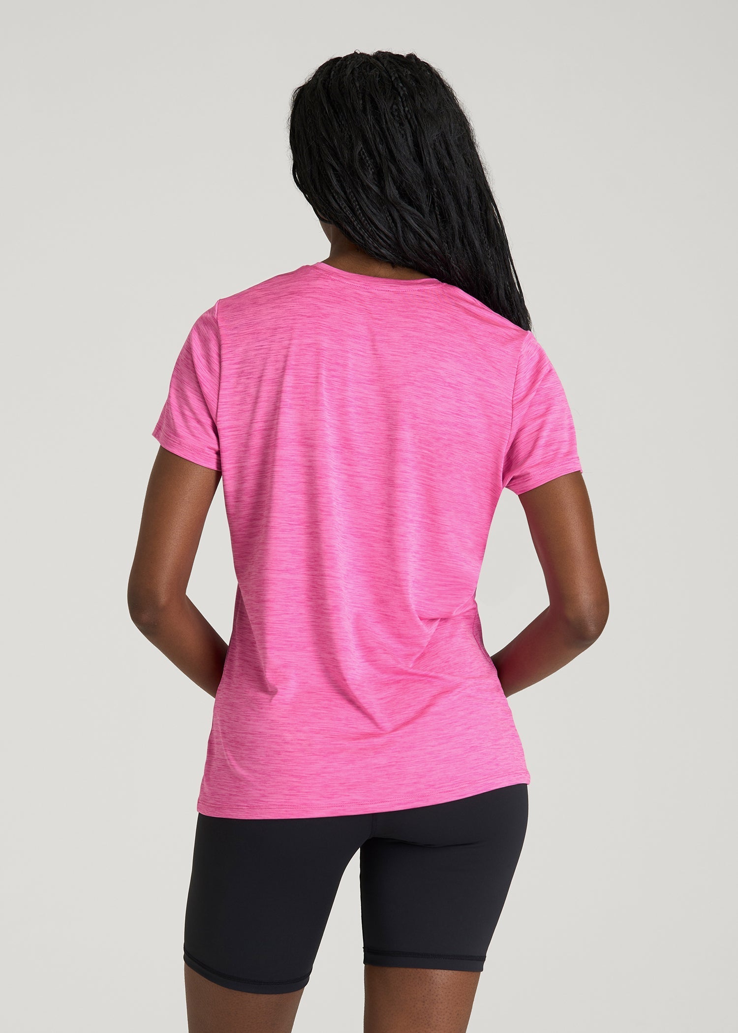 Short Sleeve Crewneck Tee for Tall Women in Magenta Mix