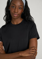Short Sleeve Crewneck Tee for Tall Women in Black