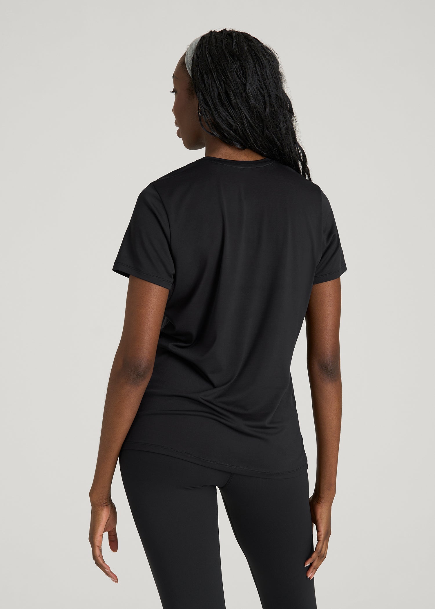 Short Sleeve Crewneck Tee for Tall Women in Black