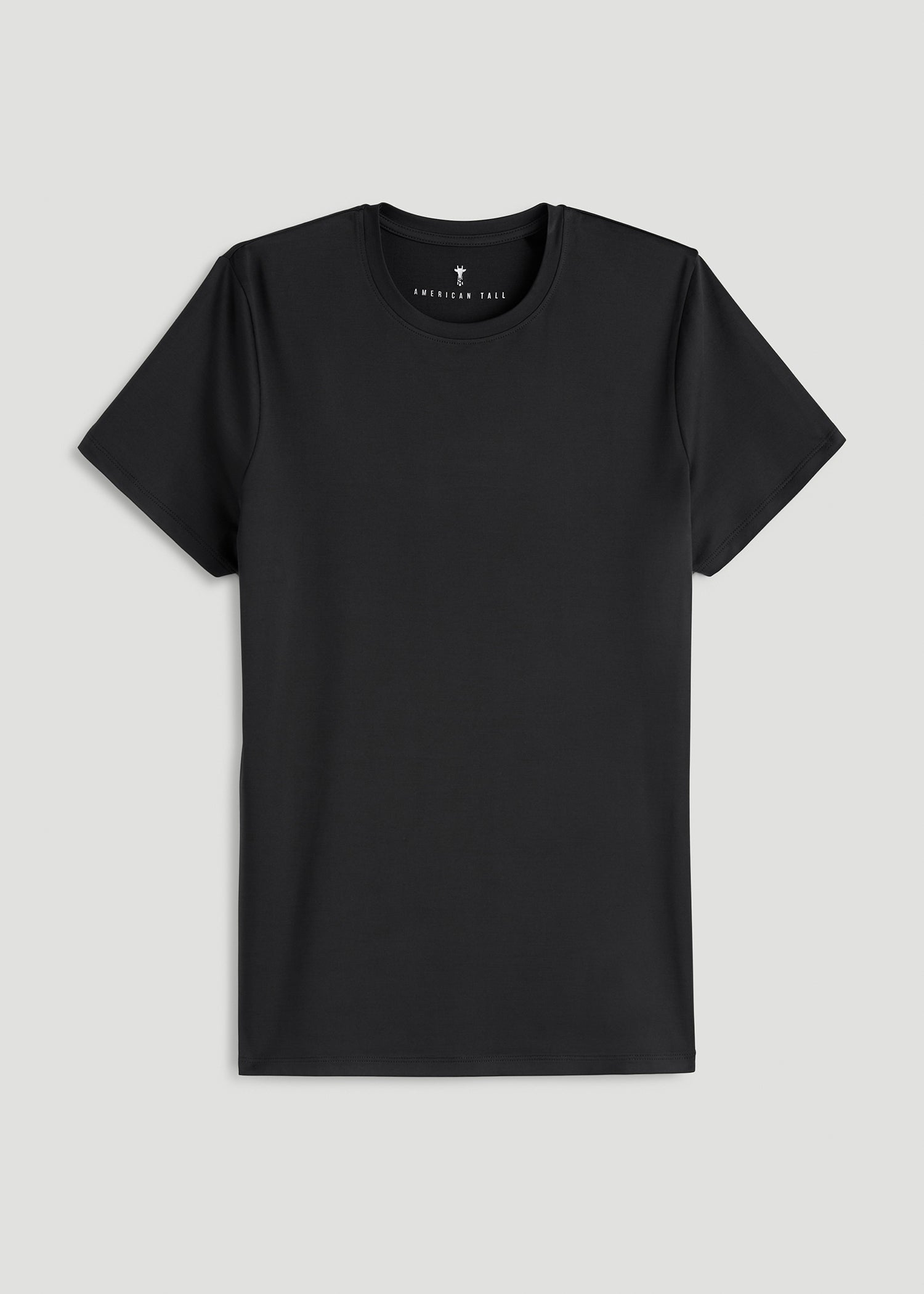 Short Sleeve Crewneck Tee for Tall Women in Black