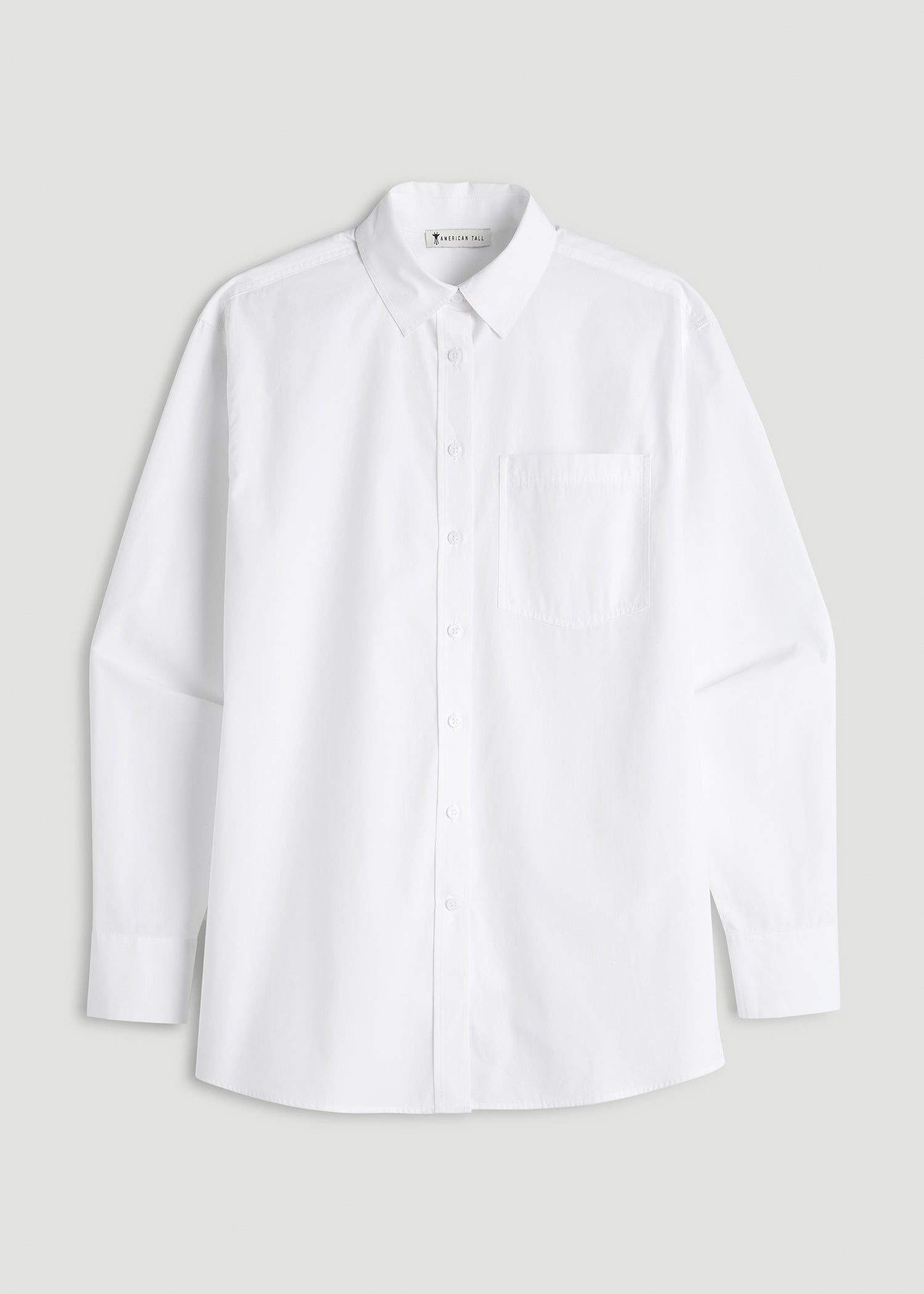 Oversized Poplin Button for Tall Women Shirt in White