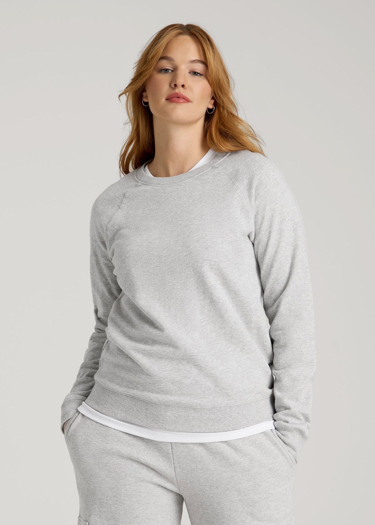 Wearever French Terry Crewneck Sweatshirt for Tall Women in Grey Mix