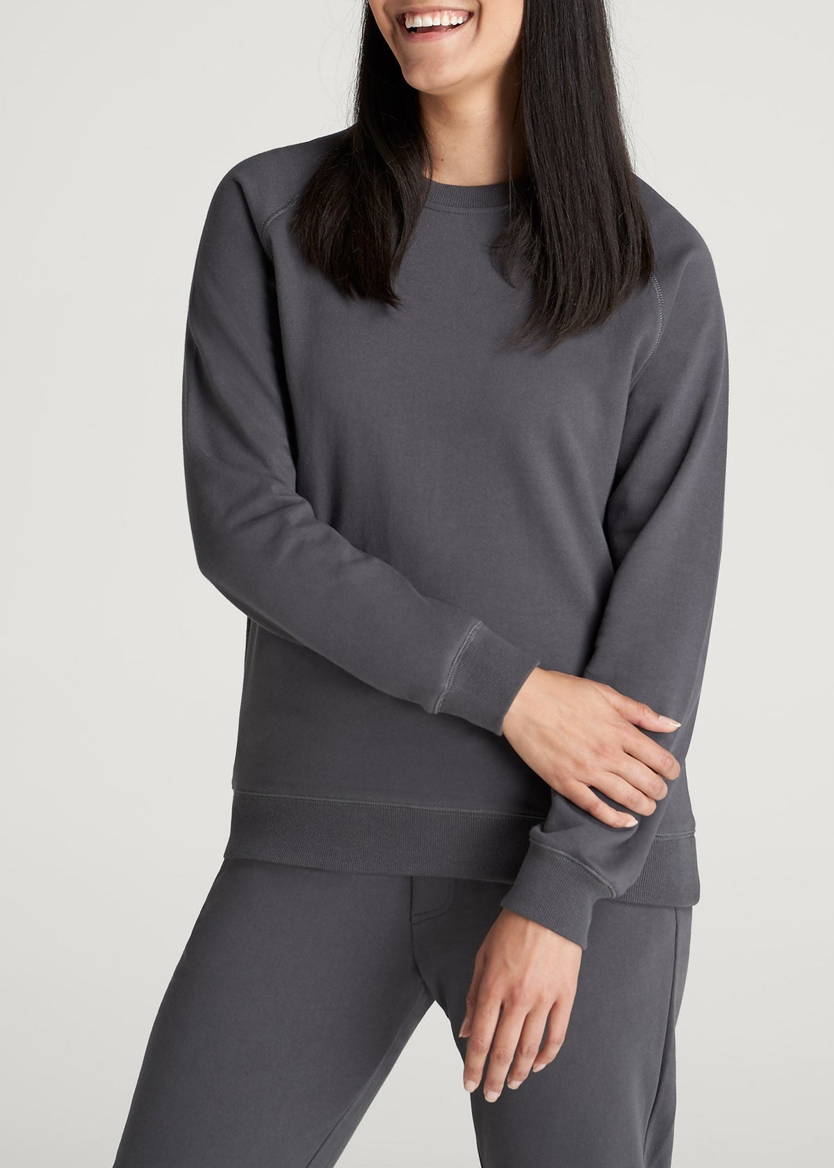 Wearever French Terry Crewneck Sweatshirt for Tall Women in Charcoal