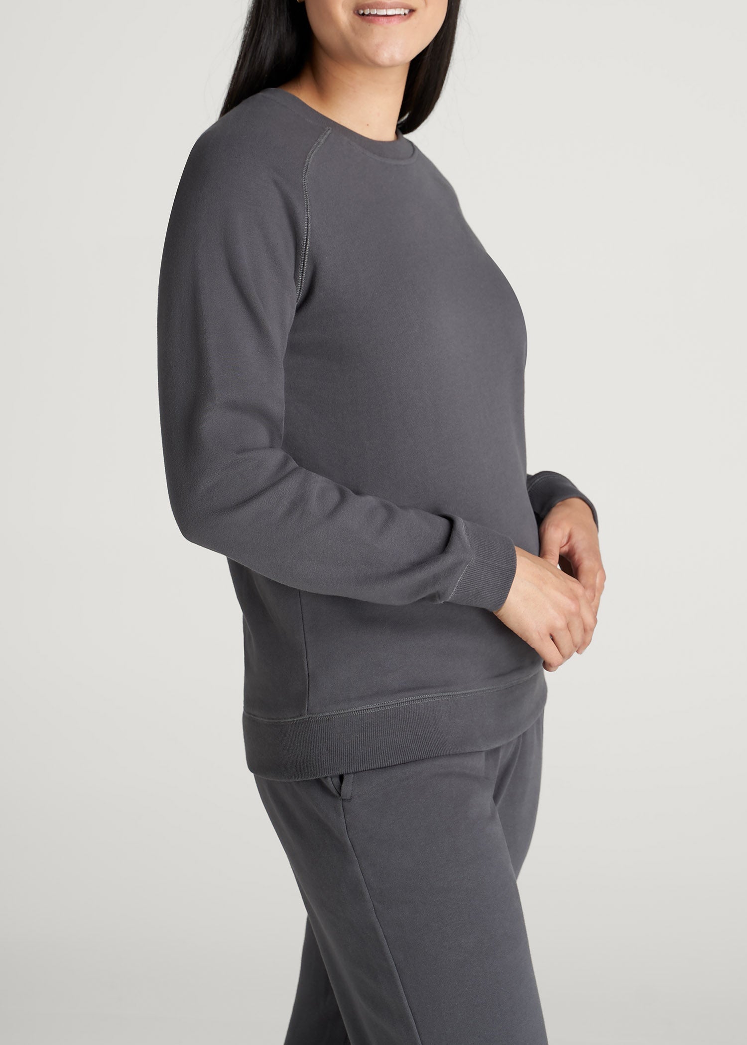 Wearever French Terry Crewneck Sweatshirt for Tall Women in Charcoal