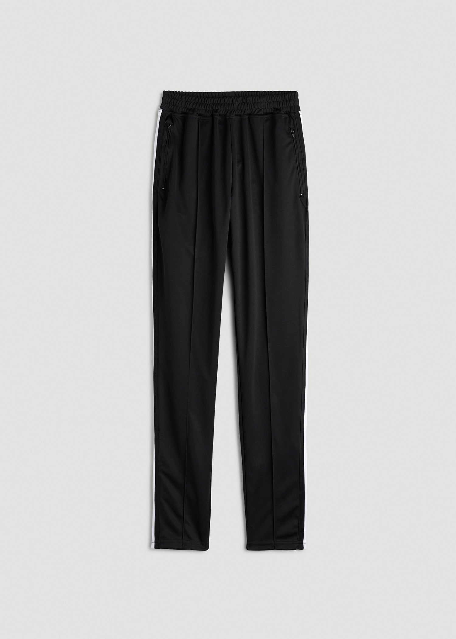 Ultra Lightweight Tricot Athletic Stripe Pants for Tall Women in Black and White