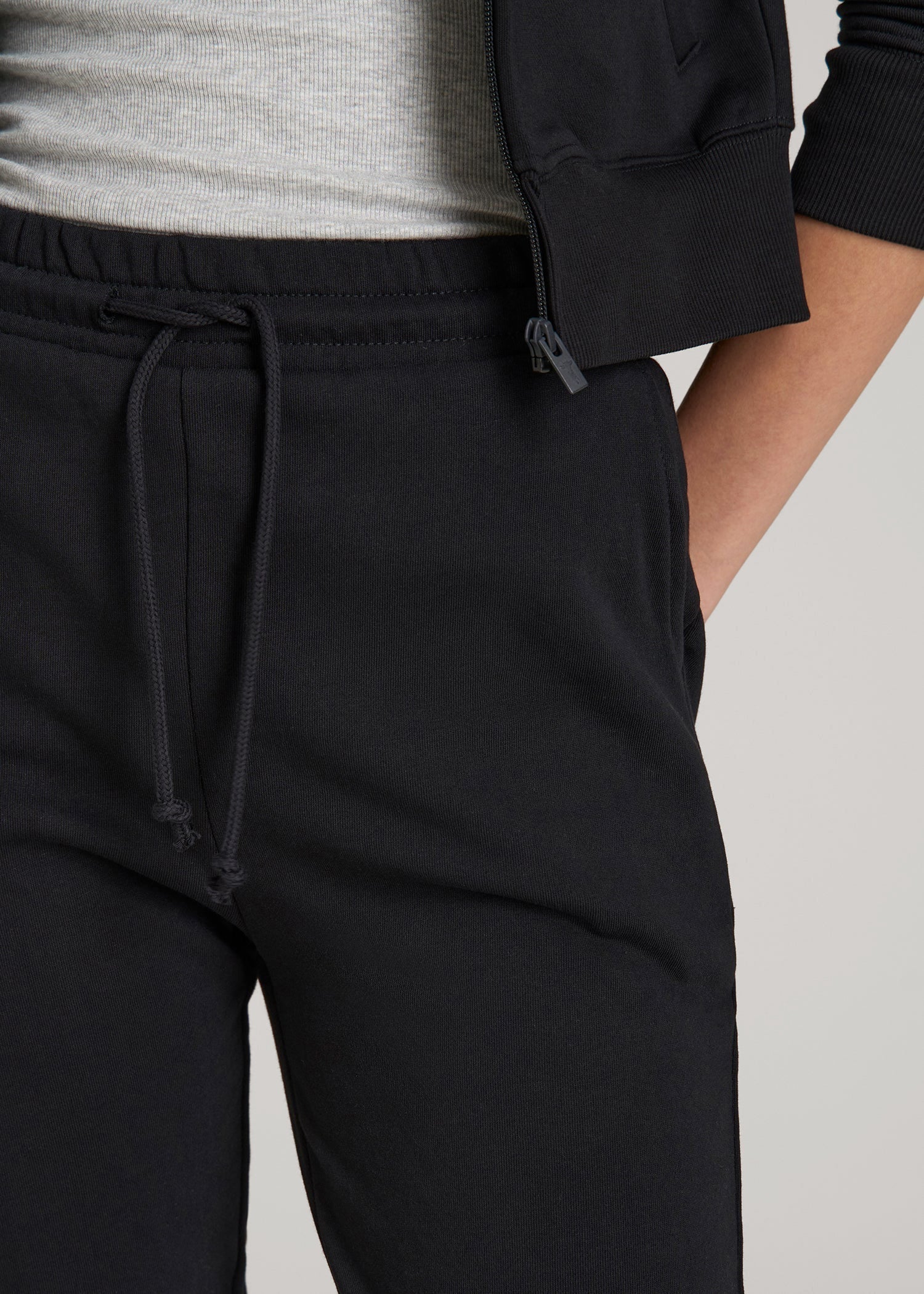 Wearever Fleece Slim Fit High-Waisted Garment Dye Sweatpants for Tall Women in Black