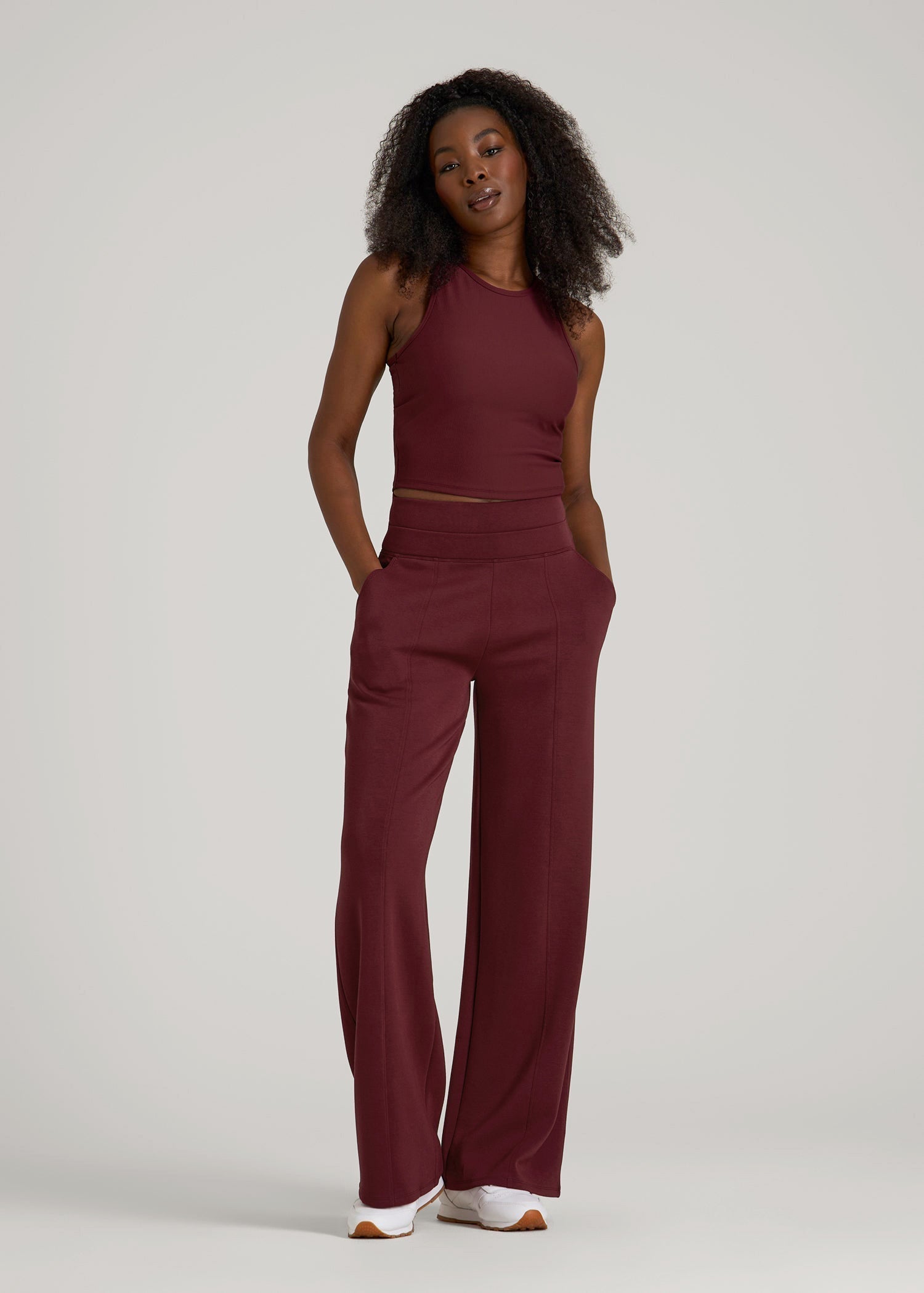 Soft Motion Wide Leg Ultra High Rise Pant for Tall Women in Tawny Port