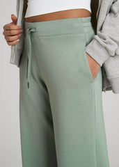 Pull-On Tie Waist Wide Leg Pants for Tall Women in Seagrass
