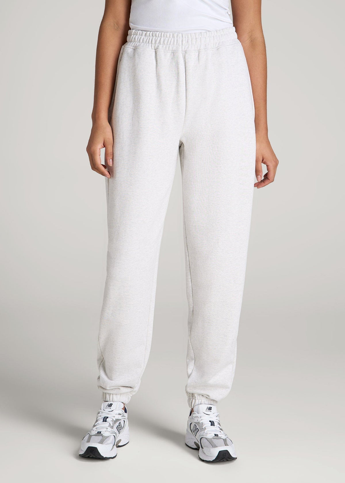 Wearever Oversized French Terry Joggers for Tall Women in Heather Cloud White