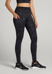 Women's Active Leggings with Pockets for Tall Women in Grey Camo