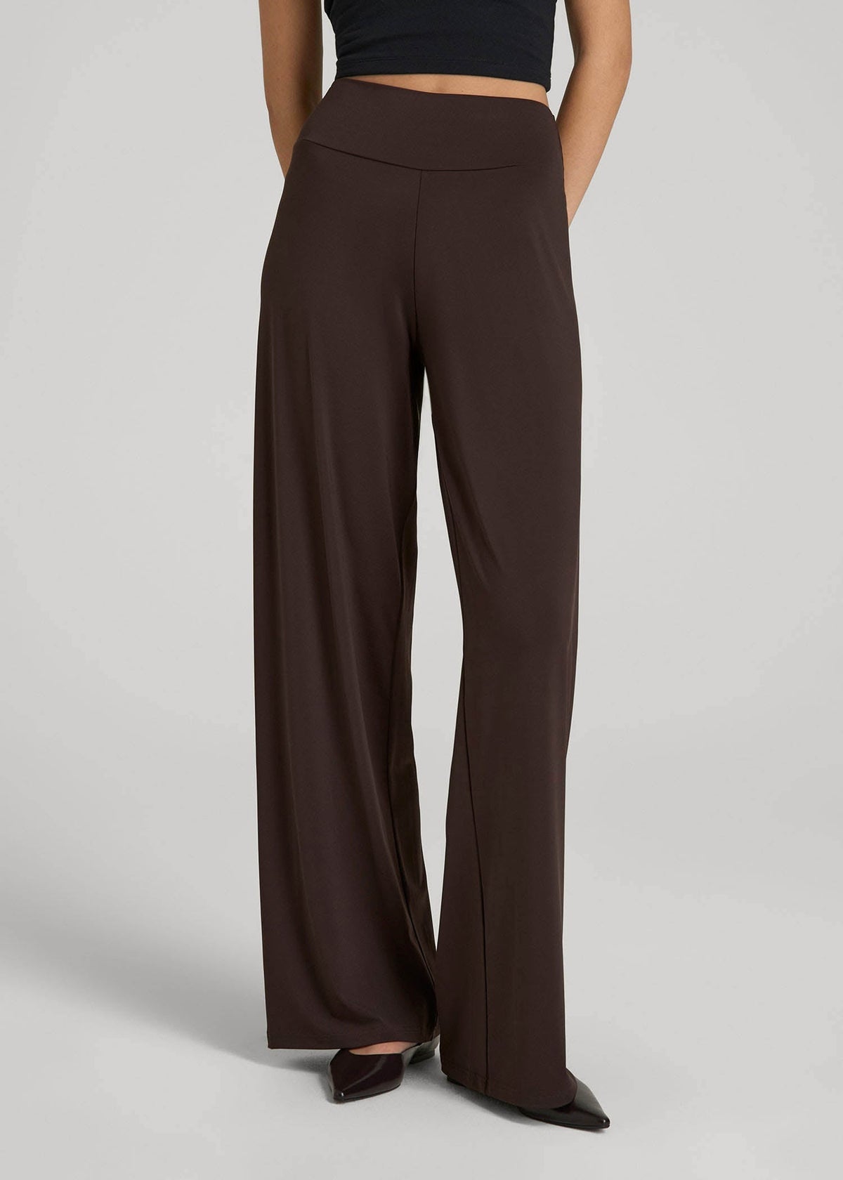Pull-On Breezy Wide Leg Pants for Tall Women in Espresso