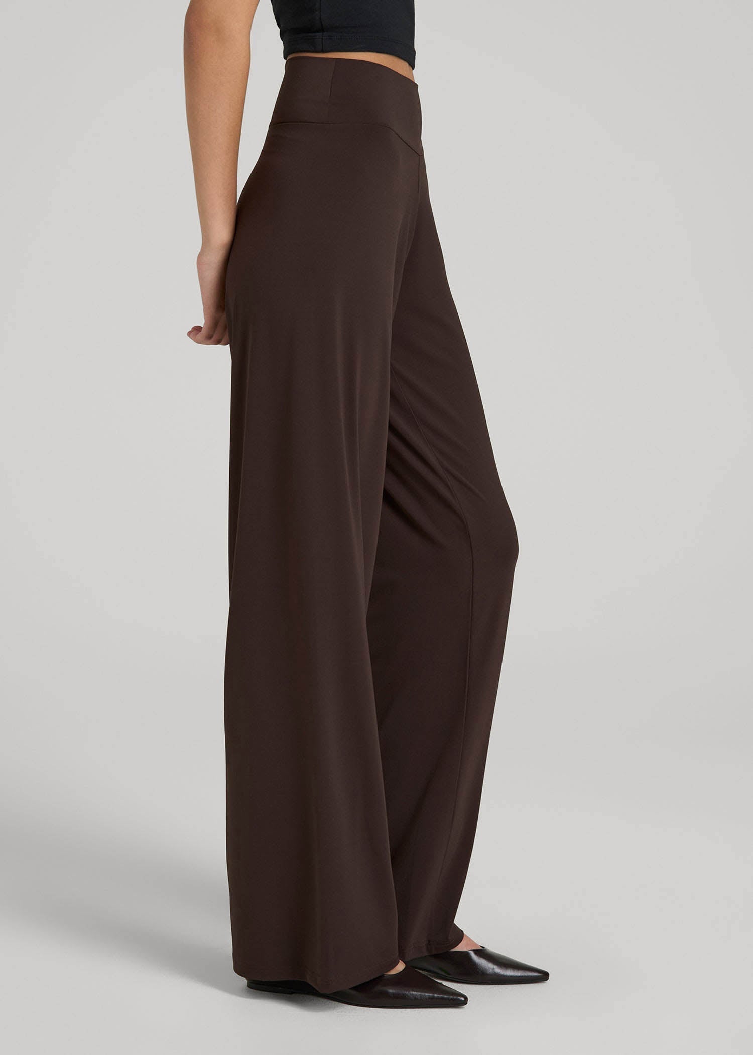 Pull-On Breezy Wide Leg Pants for Tall Women in Espresso