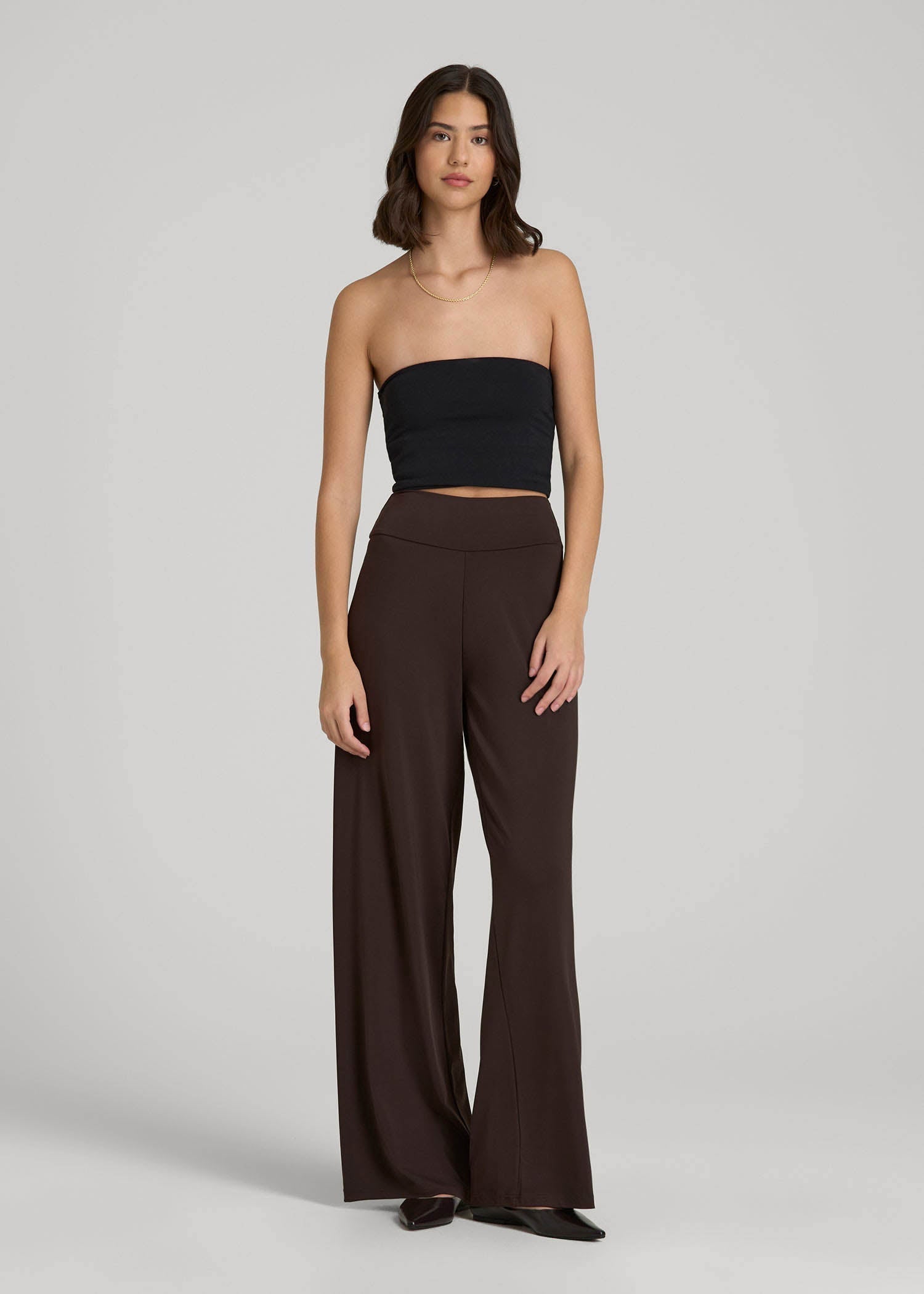 Pull-On Breezy Wide Leg Pants for Tall Women in Espresso