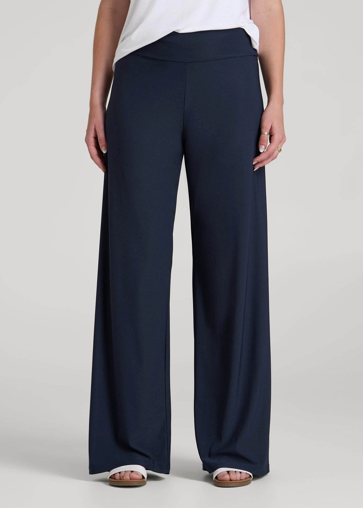 Pull-On Breezy Wide Leg Pants for Tall Women in Navy