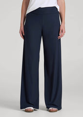 Pull-On Breezy Wide Leg Pants for Tall Women in Navy