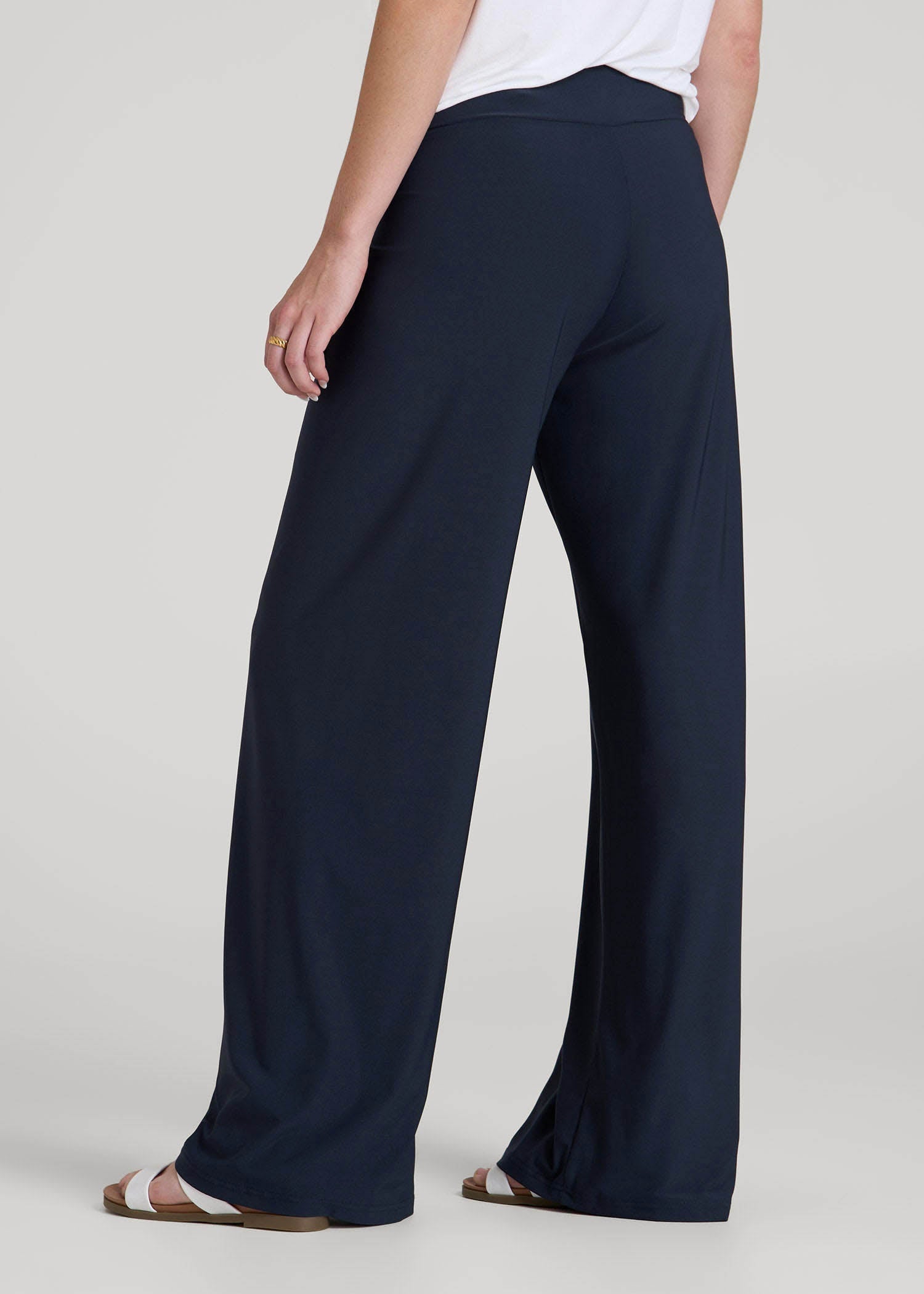 Pull-On Breezy Wide Leg Pants for Tall Women in Navy