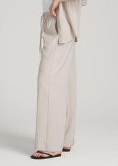Relaxed Pull-On Pants for Tall Women in Stone
