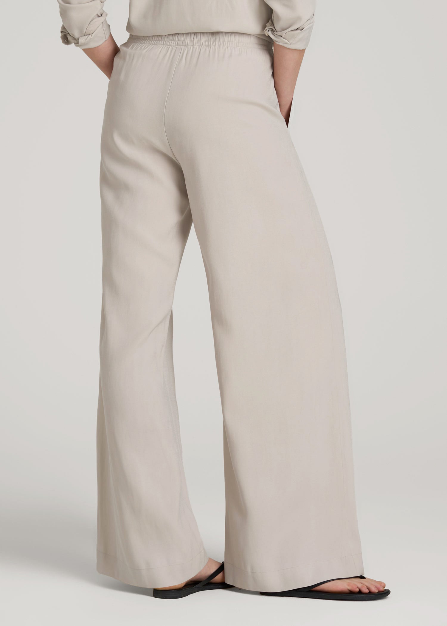 Relaxed Pull-On Pants for Tall Women in Stone
