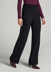 Pleated WIDE Leg Dress Pants for Tall Women in Black