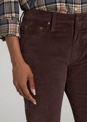 Mid-Rise Mini Bootcut Corduroy Pants for Tall Women in Espresso