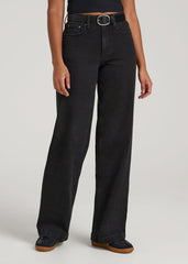 Luna High-Rise Wide-Leg Jeans for Tall Women in Onyx Black Wash