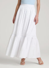 Tiered Cotton Maxi Skirt for Tall Women in White