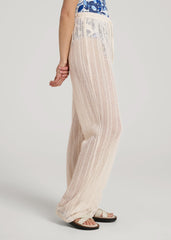 Openwork Knit Pants for Tall Women in Natural