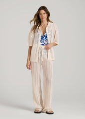 Openwork Knit Pants for Tall Women in Natural
