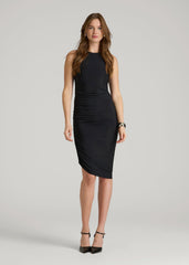 Ruched Jersey Midi Dress for Tall Women in Black