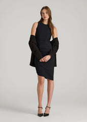 Ruched Jersey Midi Dress for Tall Women in Black