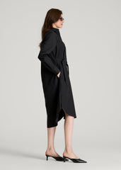 Relaxed Poplin Shirtdress for Tall Women in Black