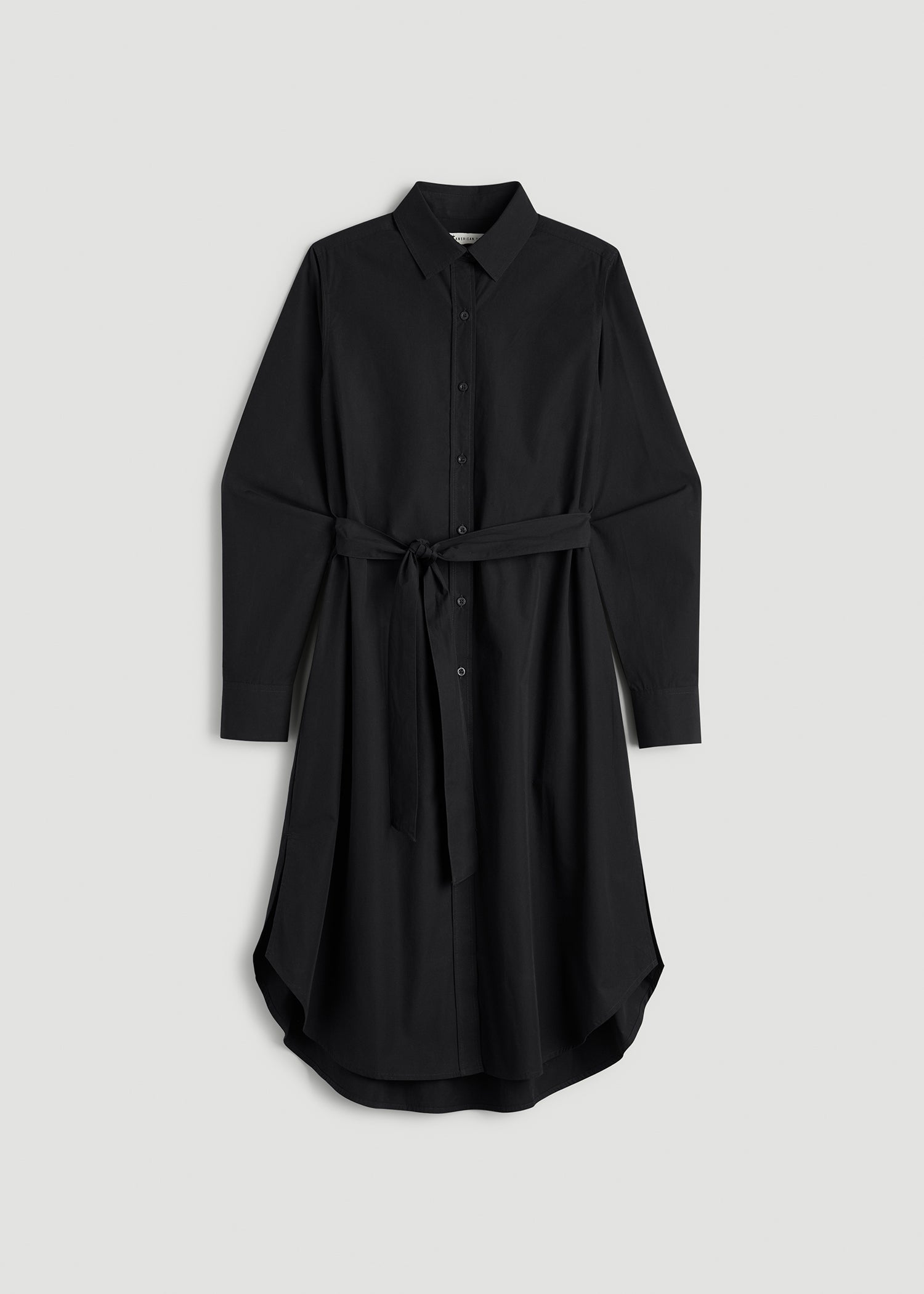 Relaxed Poplin Shirtdress for Tall Women in Black