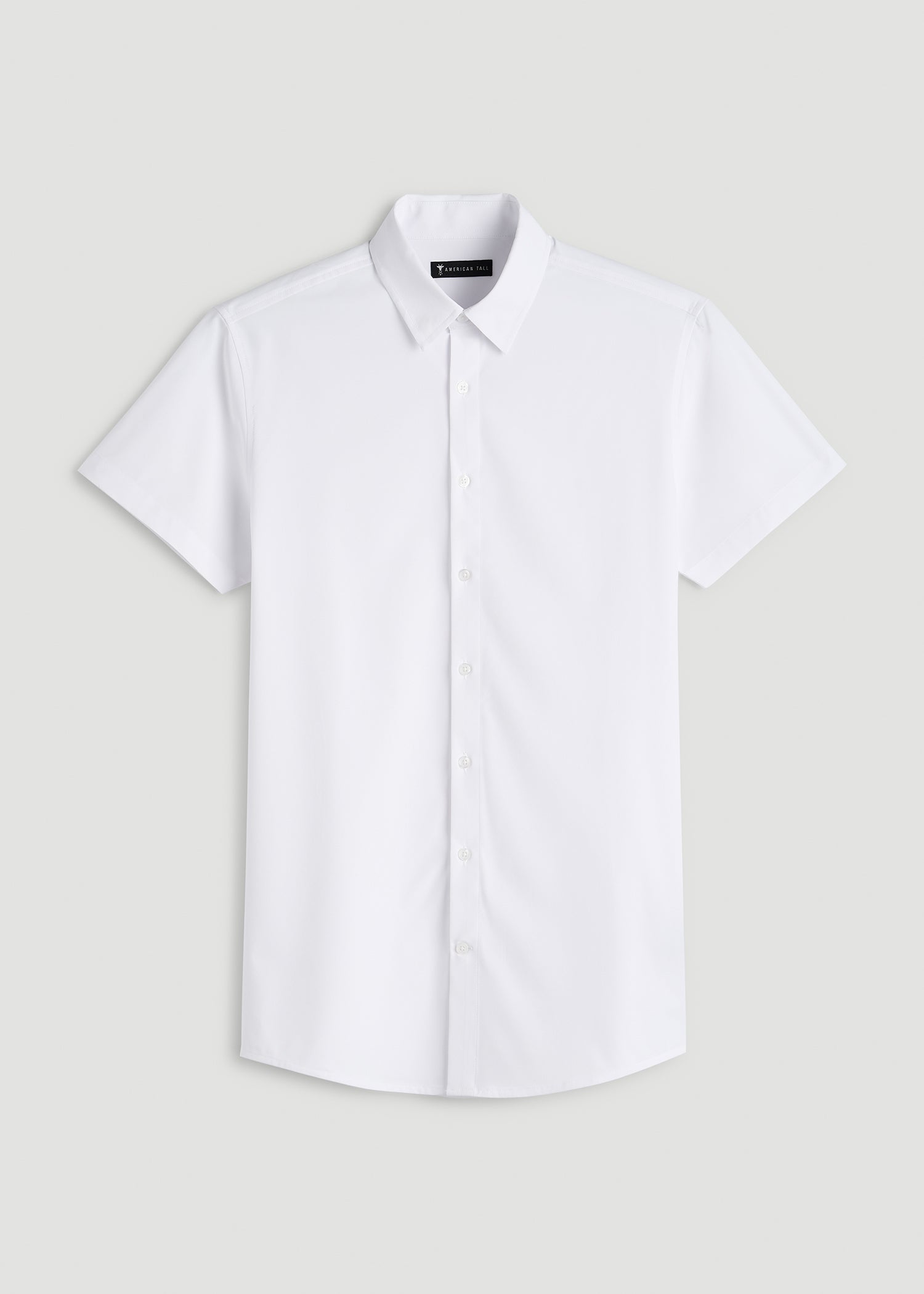 Short Sleeve Traveler Stretch Button Shirt for Tall Men in White