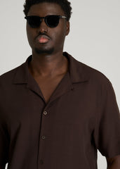 Short Sleeve Resort Shirt for Tall Men in Espresso