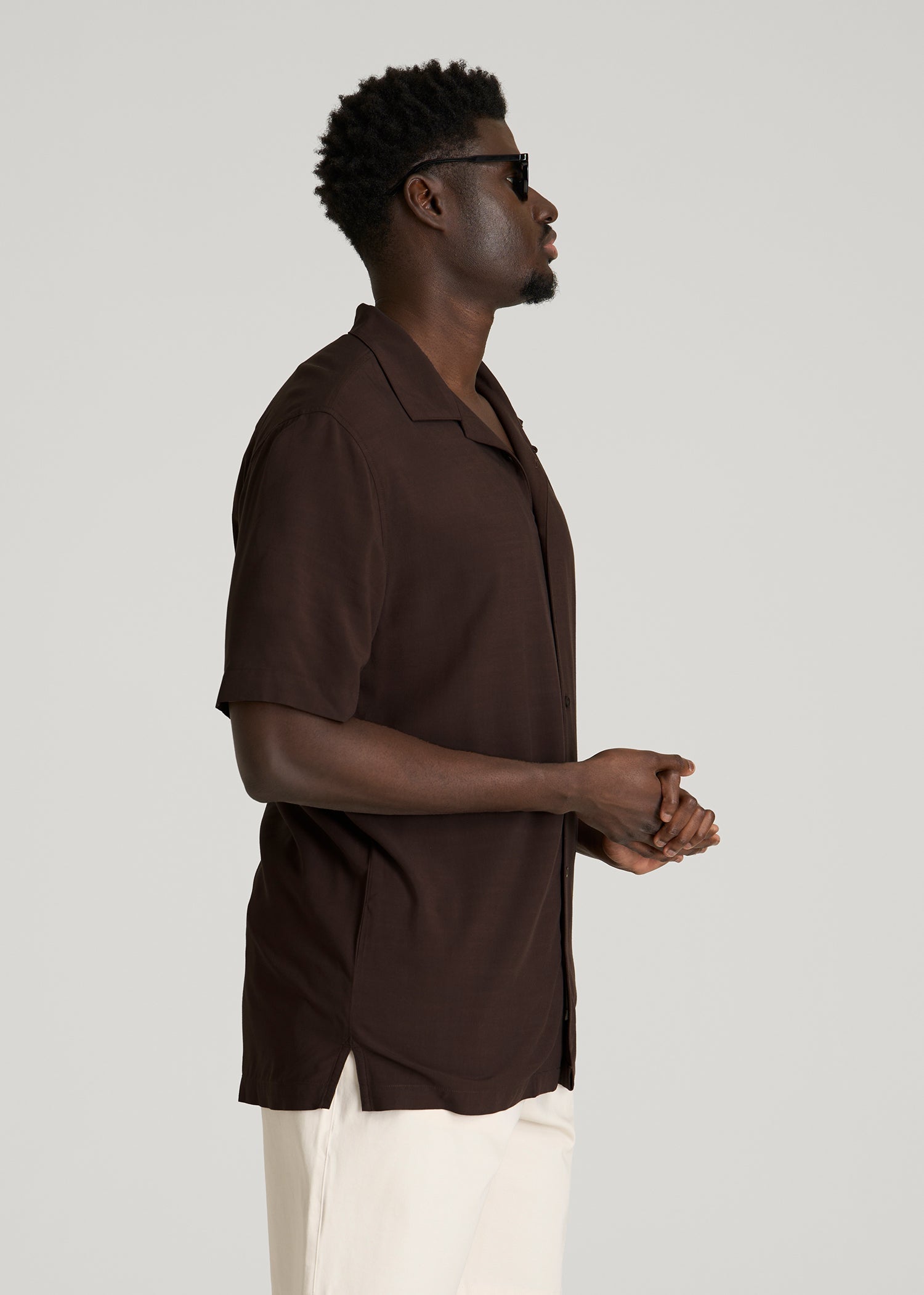 Short Sleeve Resort Shirt for Tall Men in Espresso