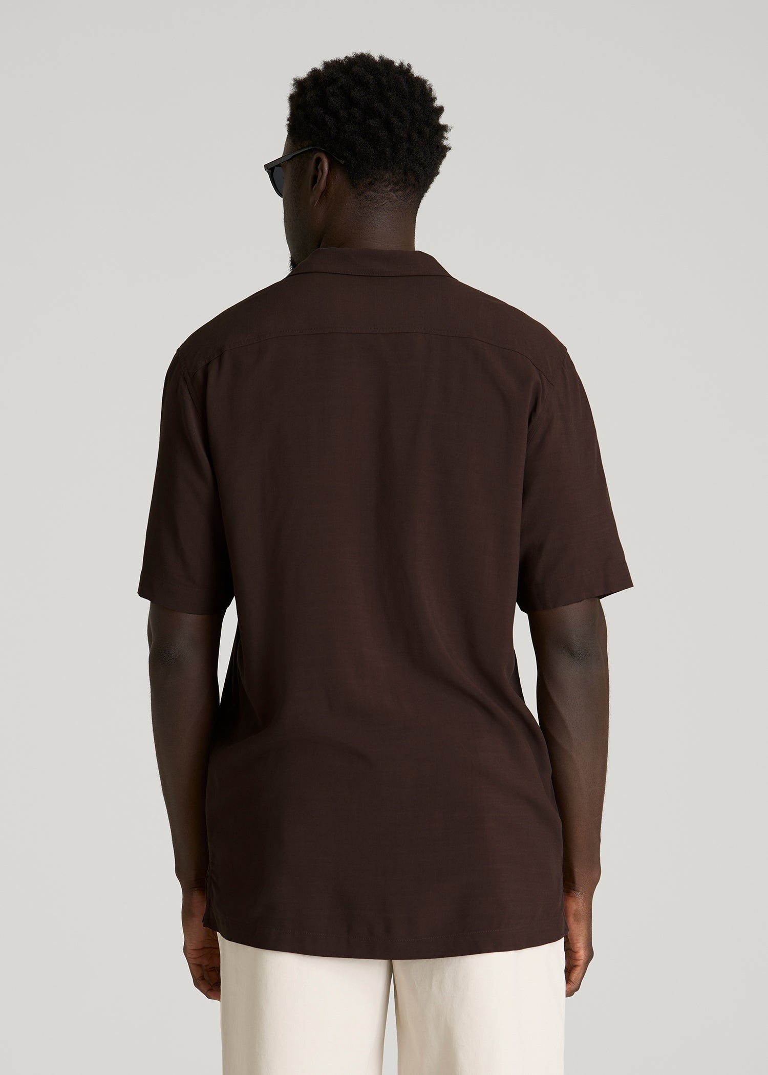Short Sleeve Resort Shirt for Tall Men in Espresso