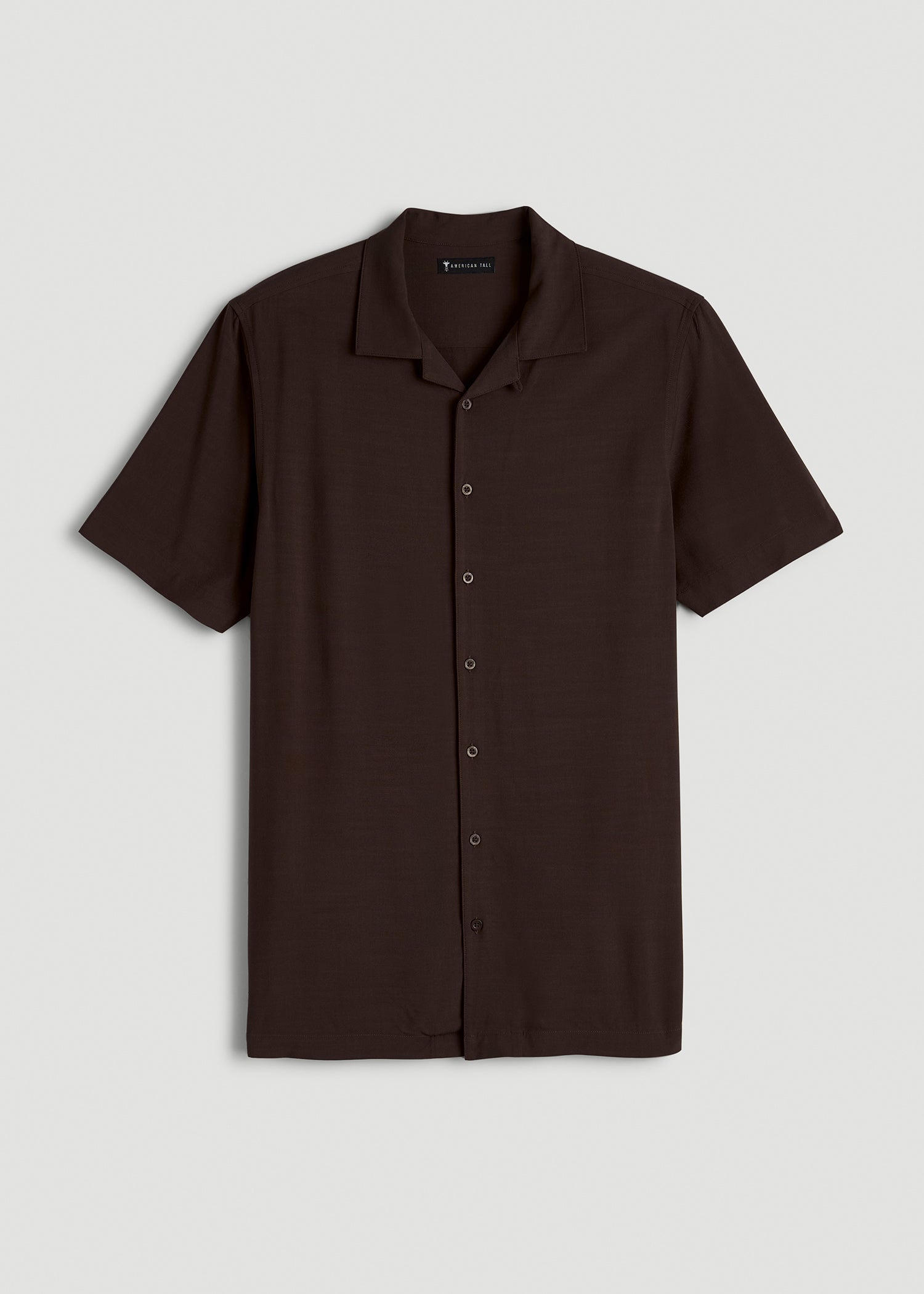 Short Sleeve Resort Shirt for Tall Men in Espresso