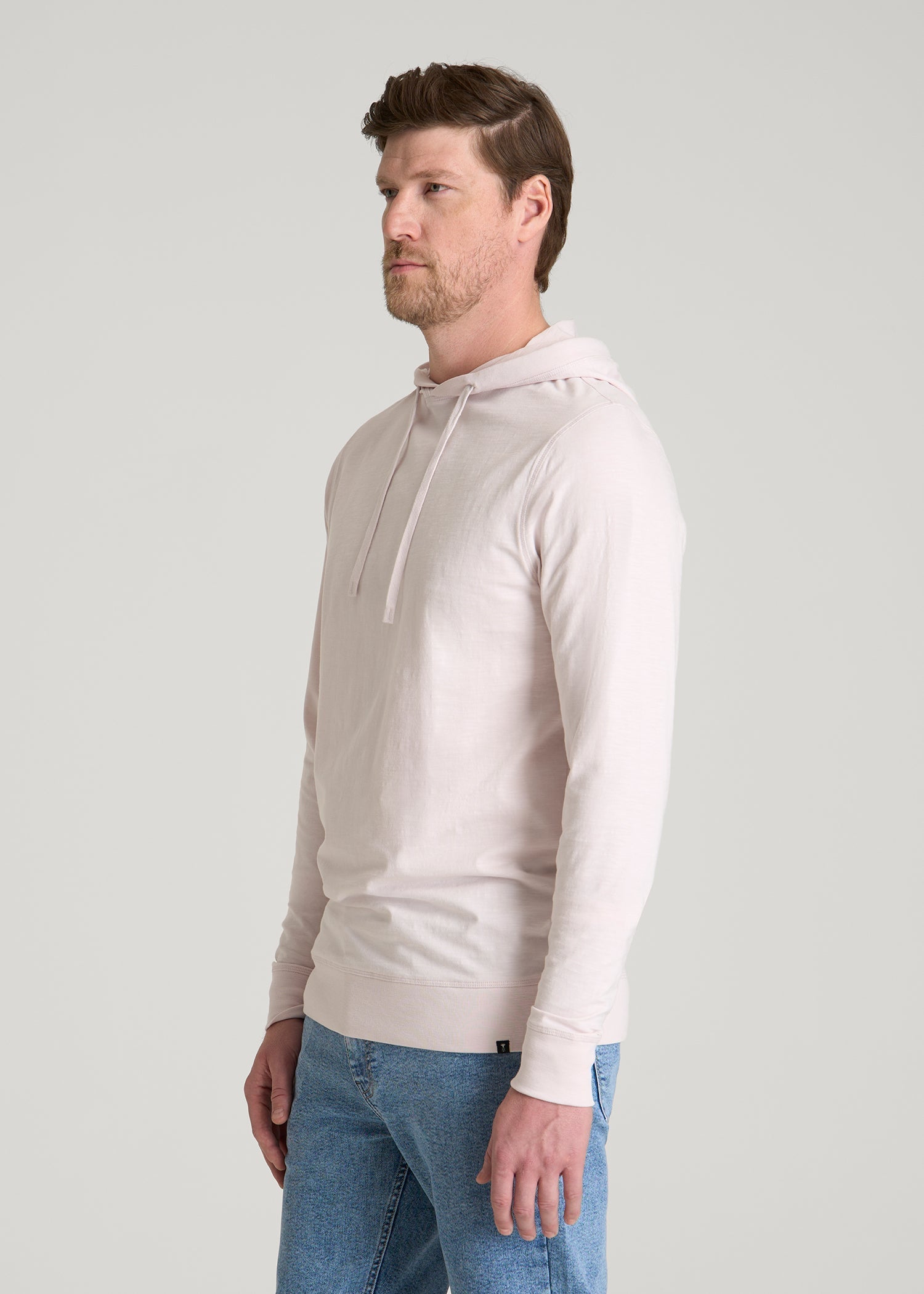 Sunwashed Slub Pullover Hoodie for Tall Men in Grey Lilac