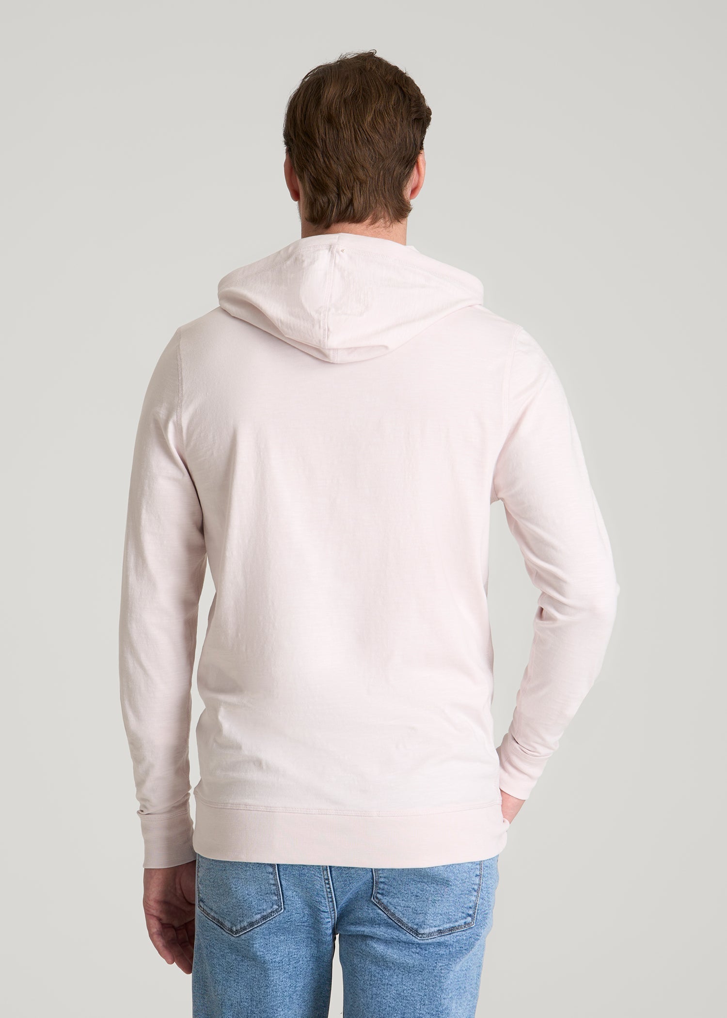 Sunwashed Slub Pullover Hoodie for Tall Men in Grey Lilac