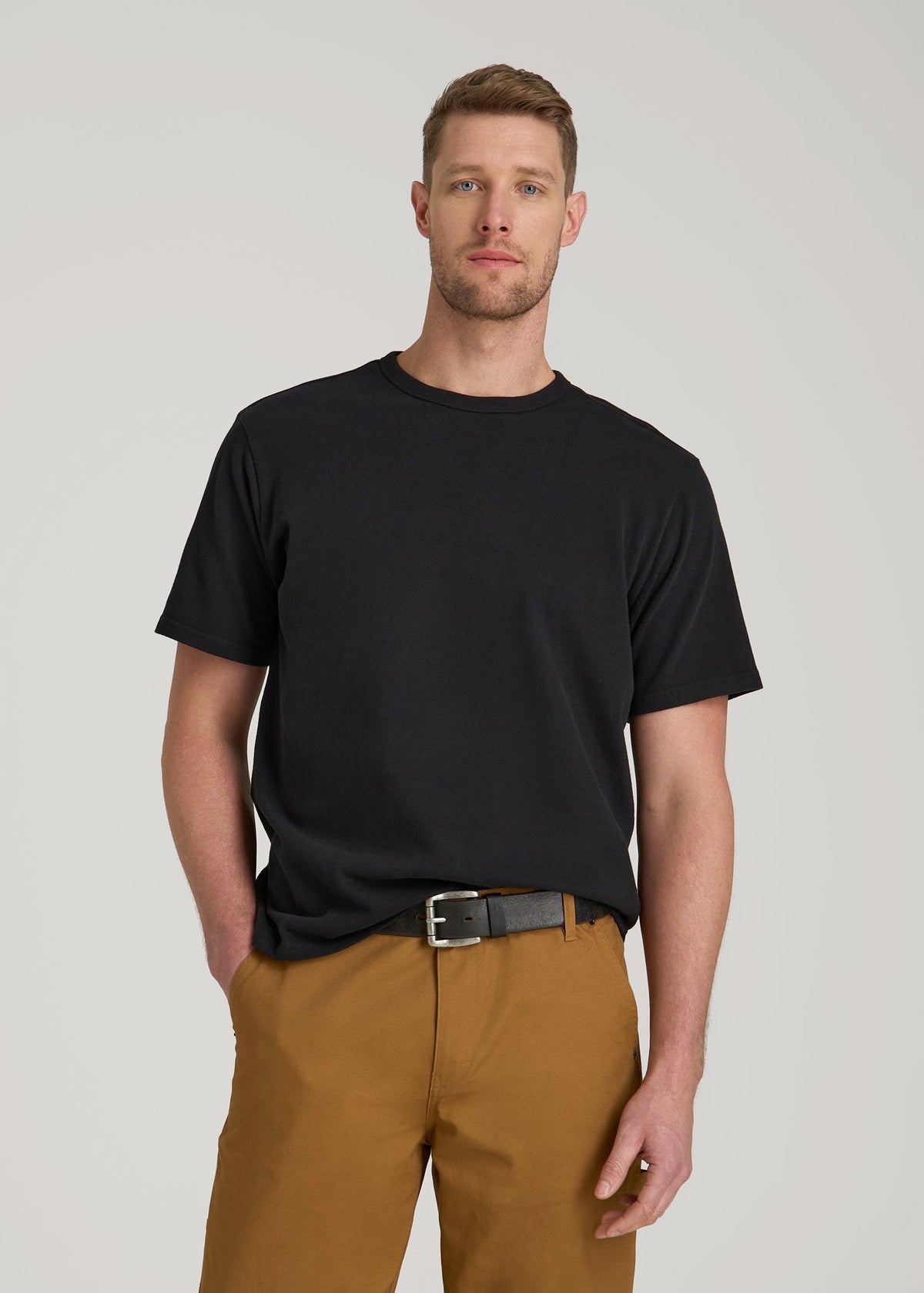 LJ&S Heavyweight Relaxed Fit Tee for Tall Men in Vintage Black