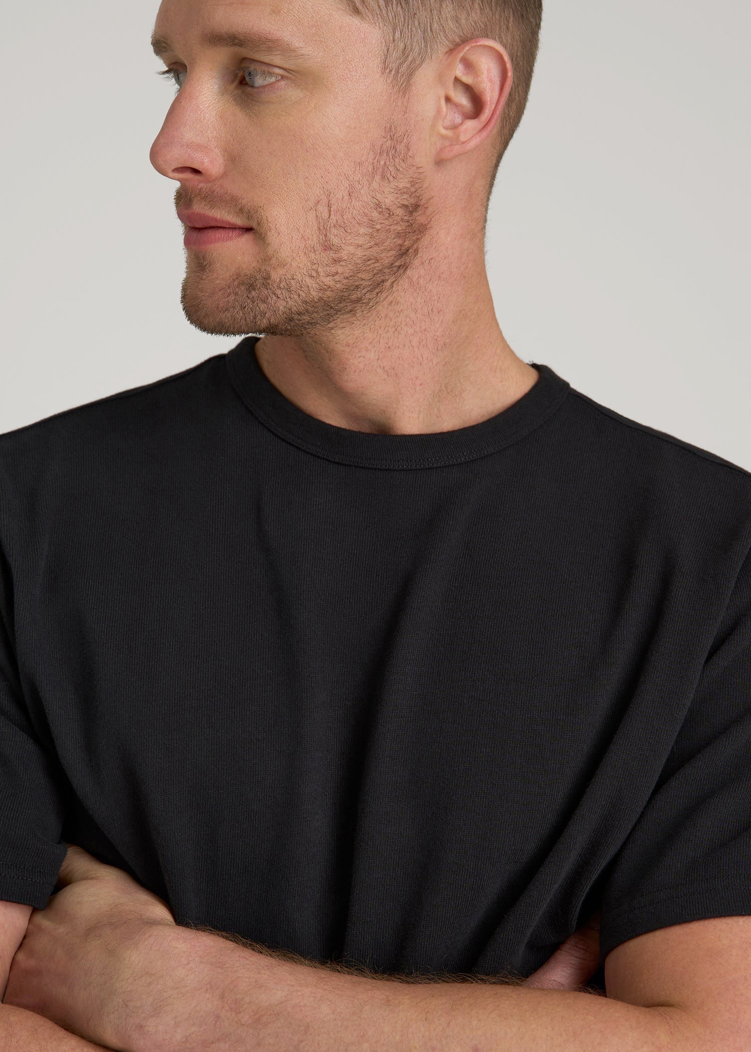 LJ&S Heavyweight Relaxed Fit Tee for Tall Men in Vintage Black