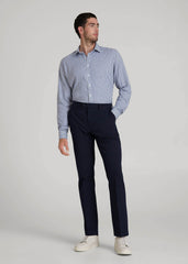 Oskar Easy Care Dress Shirt for Tall Men in Bright Blue Grid