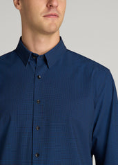 Traveler Stretch Dress Shirt in Black and Blue Micro Check