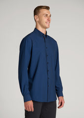 Traveler Stretch Dress Shirt in Black and Blue Micro Check