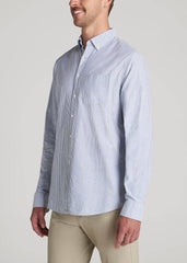 Washed Oxford Shirt for Tall Men in Blue Banker Stripe