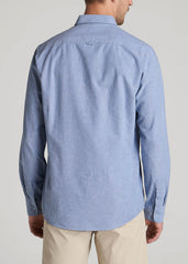 Washed Oxford Shirt for Tall Men in Dark Sky Blue