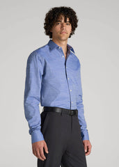 Premium Dress Shirt for Tall Men in Medium Blue Diagonal